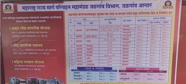 jalgaon bus depot time table